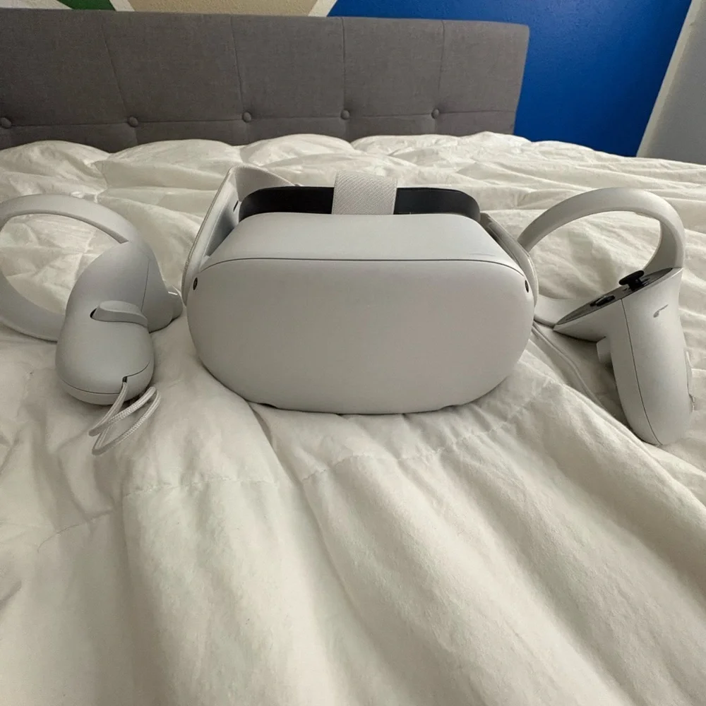 White VR Headset with Controllers